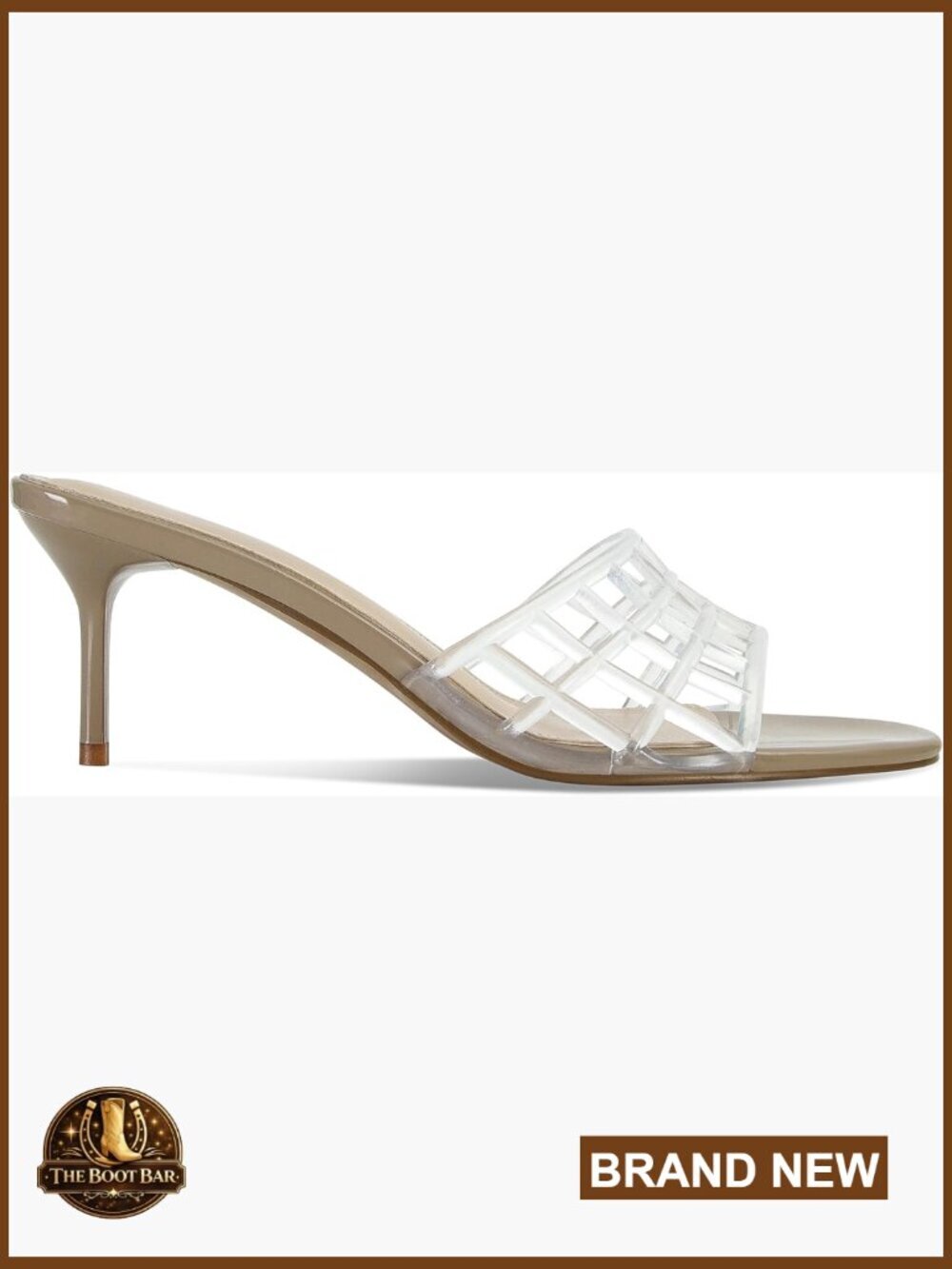 Women's Clear Jelly Heeled Sandals - Open Toe Mules Slip On Beach Dress Shoes
